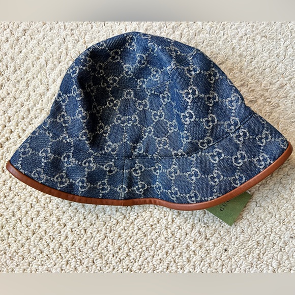Gucci Double GG Denim Hat Size M NWT - Picture 2 of 5